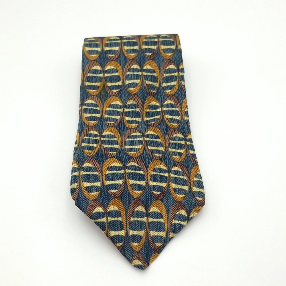 ENRO Casuals 100% Silk Neck Tie Grey with Brown Oval Grapic Design - Made in USA